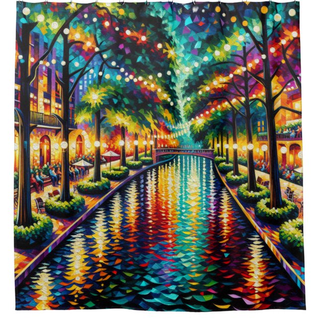 Rideaux De Douche "San Antonio Riverwalk : l'ambiance de Noël" (Devant)
