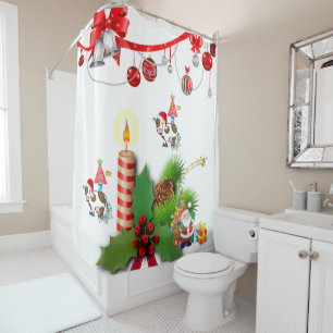 Rideaux De Douche Santa Christmas Shower Curtain Cow Country 