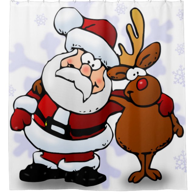 RIDEAUX DE DOUCHE SANTA CLAUS ET RUDOLPH (Devant)