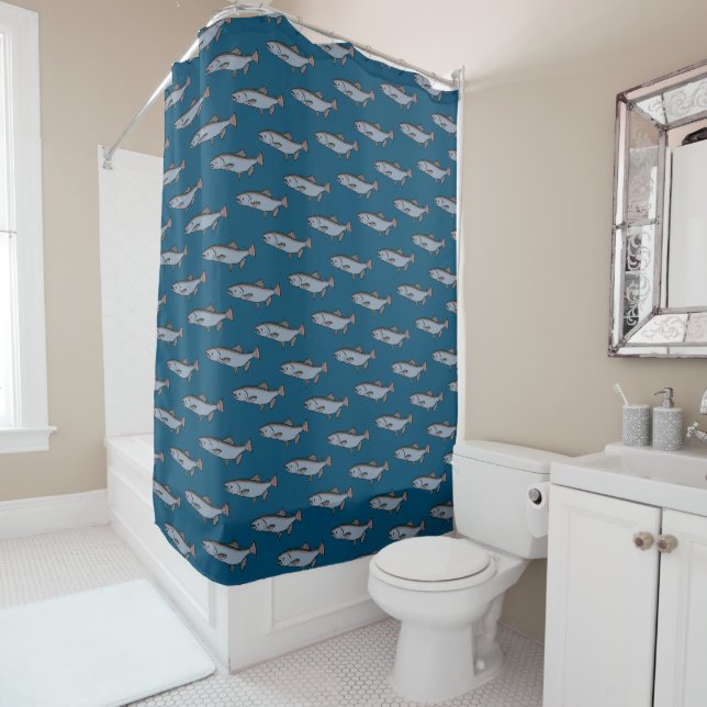 Rideaux De Douche Saumon Motif de natation PNW Pêche poisson (En situation)