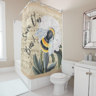 Rideaux De Douche Sauvez notre collage d'abeilles