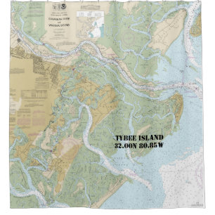 Rideaux De Douche Savannah River et Wassaw Sound - Carte marine