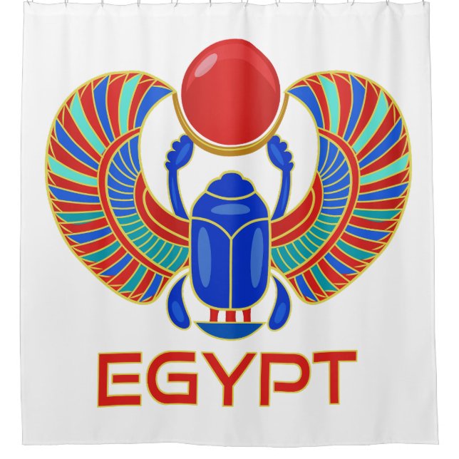 Rideaux De Douche Scarab Égyptien Avec Le Mot Egypte (Devant)
