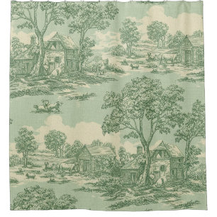 Rideaux De Douche Scène de ferme Toile de Sage de campagne française