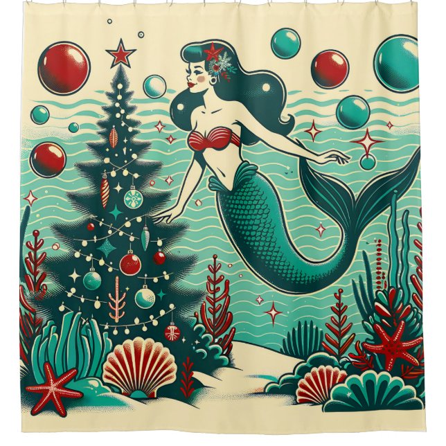 Rideaux De Douche "Scène de Fêtes de sirène lunatique" (Devant)