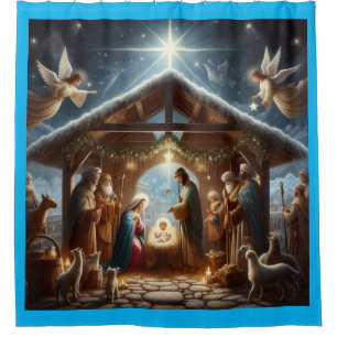 Rideaux De Douche Scène de nativité traditionnelle