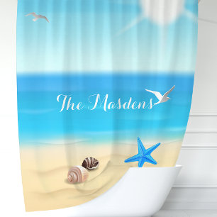Rideaux De Douche Scène de plage personnalisée