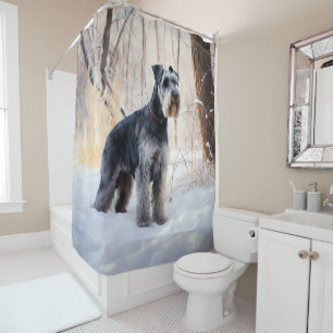 Rideaux De Douche Schnauzer Laisser neiger Noël