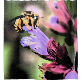 Rideaux De Douche Scna abeille et fleur