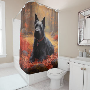 Rideaux De Douche Scottish Terrier en automne Leaves Fall Inspire