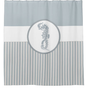 Rideaux De Douche Seahorse Bleu Classique Nautique Élégant