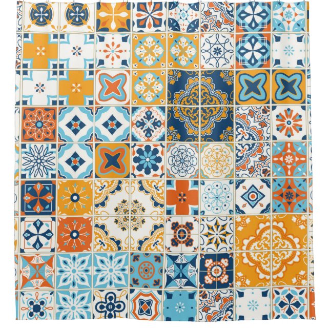 Rideaux De Douche Seamless pattern with with Portuguese tiles. illus (Devant)