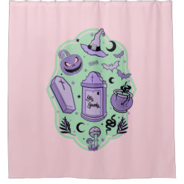 Rideaux De Douche Séjour Éffrayant - Pastel Goth Halloween