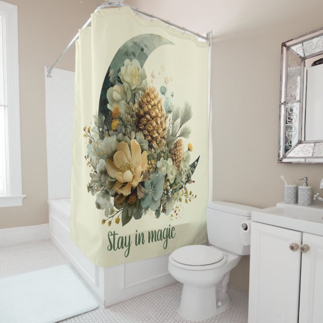 Rideaux De Douche Séjournez dans le design magique de la lune d'hive (En situation)