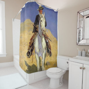 Rideaux De Douche "Self Portrait on a Horse" by Frederic Remington