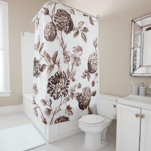 Rideaux De Douche Séphia Brown Floral Toile No. 2