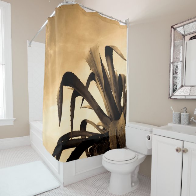 Rideaux De Douche Sepia Espagnol Aloe Plante photo (En situation)