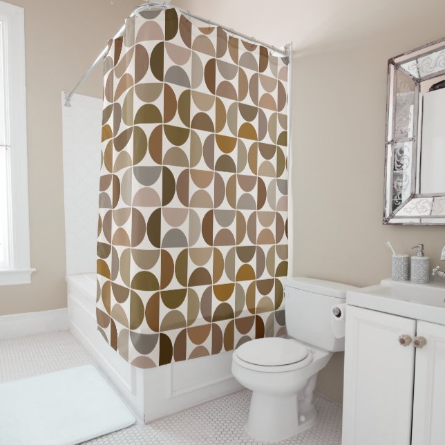 Rideaux De Douche Séquences MCM Browns+Cream Motif (En situation)