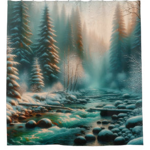 Rideaux De Douche "Sérénité de la rivière d'hiver"