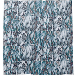 Rideaux De Douche Serviette de plage Wavy Blue Gold Abstrait Art Bea