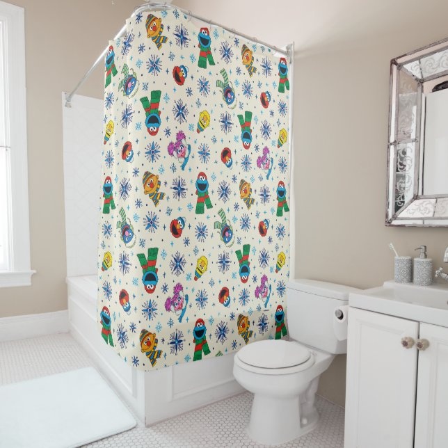 Rideaux De Douche Sesame Street Noël Snowflake Motif (En situation)