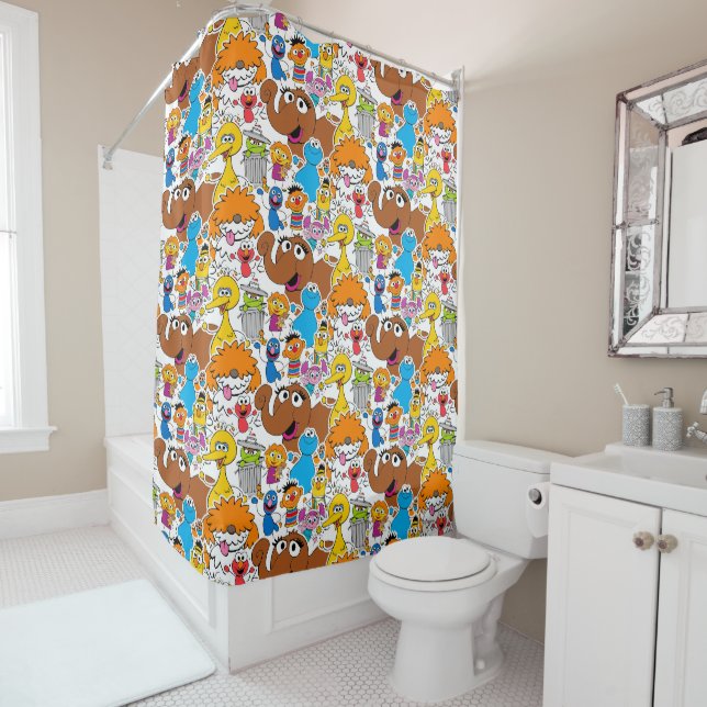 Rideaux De Douche Sesame Street Pals Doodley Motif (En situation)