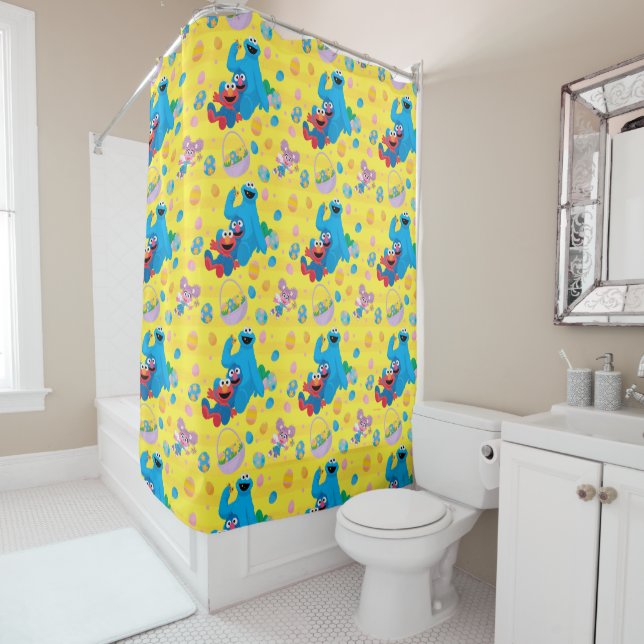 Rideaux De Douche Sesame Street Pâques Motif de panier (En situation)