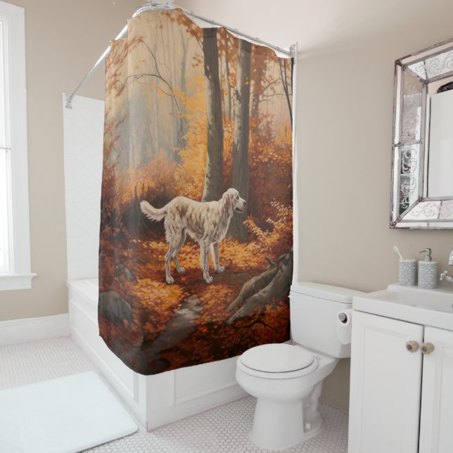 Rideaux De Douche Setter anglais en automne Leaves Fall Inspire (En situation)