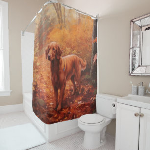 Rideaux De Douche Setter rouge irlandais à l'automne Feuilles automn