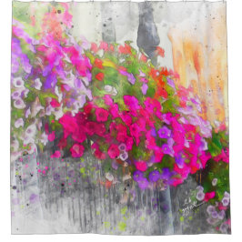 Rideaux De Douche Shabby Chic Aquarelle Florale Photo Moderne