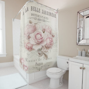 Rideaux De Douche shabby chic, rustique, vintage, floral, collage, p