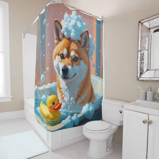 Rideaux De Douche Shiba Inu Sloppy Sleepy mignonne drôle (En situation)