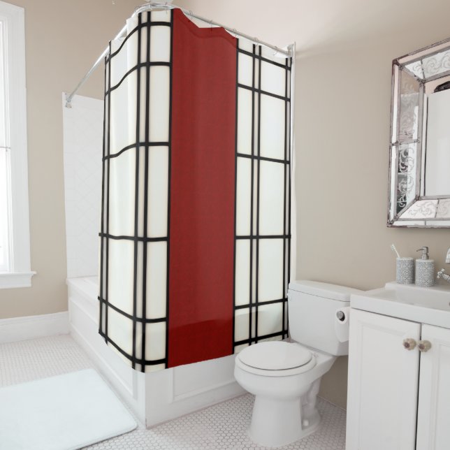 Rideaux De Douche Shoji - rouge (En situation)
