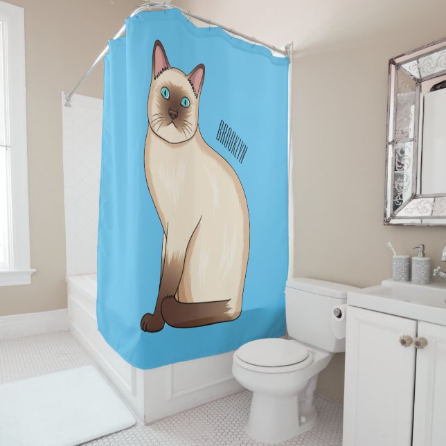 Rideaux De Douche Siamese cat cartoon (En situation)