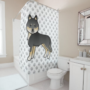 Rideaux De Douche Siberian Husky noir et feu Chien de dessin animé m