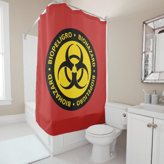Rideaux De Douche Signal d'avertissement de risque biologique (En situation)