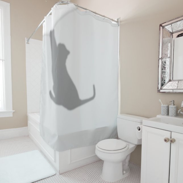 Rideaux De Douche Silhouette de Chat Noir (En situation)