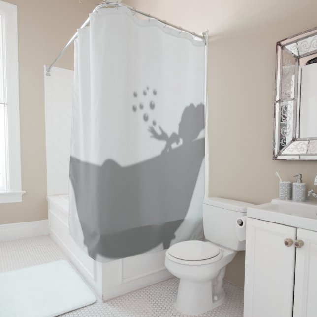 Rideaux De Douche Silhouette de la femme dans la baignoire (En situation)
