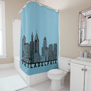 Rideaux De Douche Silhouette de l'horizon de Philadelphie