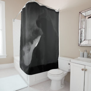 Rideaux De Douche Silhouette de lune de chats noirs