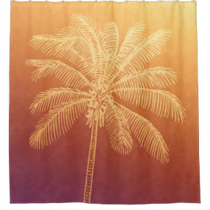 Rideaux De Douche silhouette de palmier soleil tropical ombre