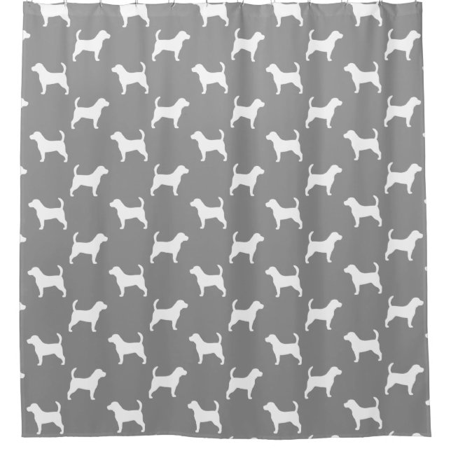 Rideaux De Douche Silhouettes beagles gris Motif (Devant)
