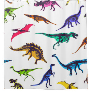 Rideaux De Douche Silhouettes de dinosaures : motif de croquis vinta