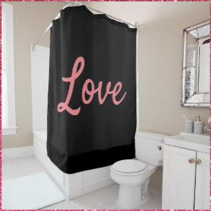 Rideaux De Douche Simple amour rose et noir