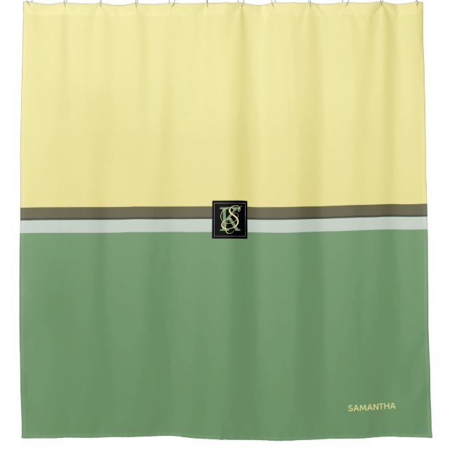Rideaux De Douche Simple Jaune clair et Asperges Vert Deux Tons (Devant)