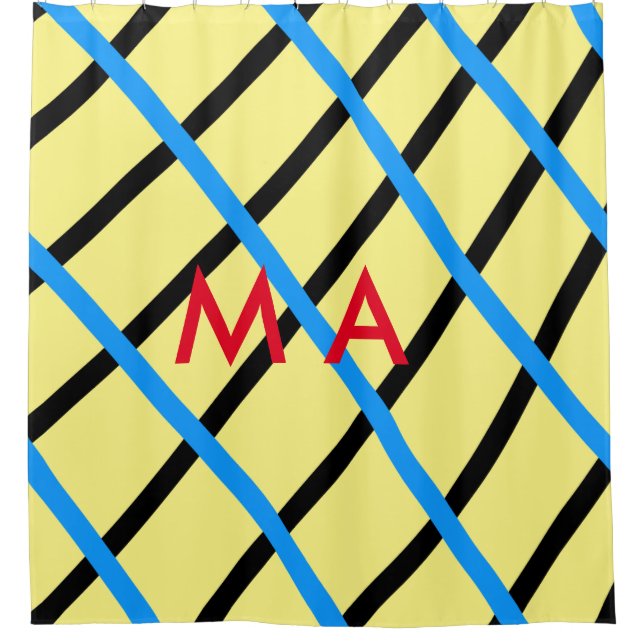 Rideaux De Douche Simple monogramme ajouter votre nom lettre man min (Devant)