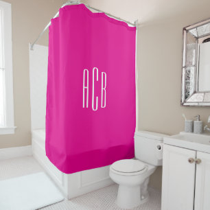 Rideaux De Douche Simple Monogramme Trois Lettres Rose et Blanc
