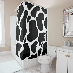Rideaux De Douche Simple noir et blanc Gros taches de vache Poster d