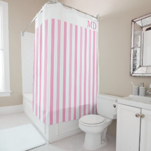 Rideaux De Douche Simple rose et blanc entrelacé initial