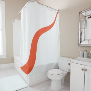 Rideaux De Douche Simple Waves 3 - Orange et blanc